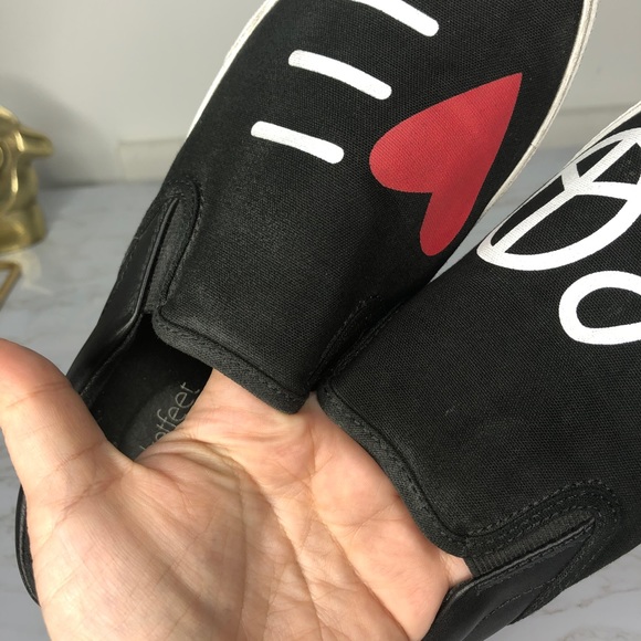 Bucket Feet Black Slip On LOVE Shoes Sneakers - Picture 3 of 6